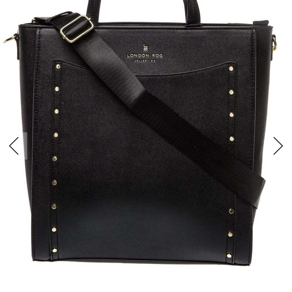 London Fog Black Tote with Gold Accents